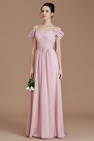 Robe demoiselle d'honneur en chiffon avec sans manches a-ligne ruché avec zip - Photo 2