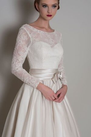 Abito da Sposa Tondo Moderno largo con Maniche Lunghe in Pizzo in Organza - Foto 3