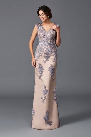 Robe de soirée longue en satin bandouliere spaghetti appliques avec sans manches - Photo 4