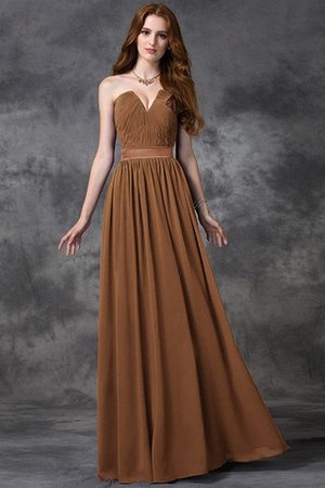 Abito da Damigella Lunghi Cuore A Terra con Increspato in Chiffon - Foto 5
