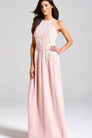 Reißverschluss Chiffon Hoher Kragen a linie bodenlanges Brautjungfernkleid mit Bordüre - Bild 4