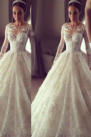 Duchesse-Linie Lange Ärmeln Gericht Schleppe Schaufel-Ausschnitt Extravagantes Brautkleid - Bild 1