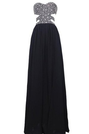 Plissiertes Perlenbesetztes Ärmelloses Chiffon normale Taille bodenlanges Abschlusskleid - Bild 2