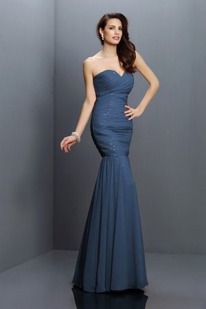 Chiffon Plissiertes Bodenlanges Brautjungfernkleid mit Herz-Ausschnitt mit Empire Taille - Bild 10
