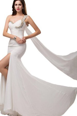 Ärmelloses Reißverschluss Meerjungfrau Stil natürliche Taile gerüschtes Abendkleid - Bild 3