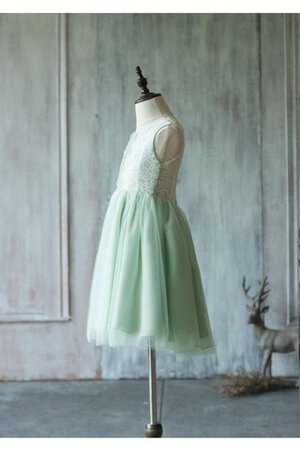 Ärmellos natürliche Taile plissiertes knielanges Blumenmädchenkleid mit Bordüre aus Tüll - Bild 3
