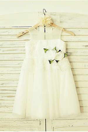 A-Line Normale Taille Bodenlanges Blumenmädchenkleid ohne Ärmeln aus Tüll - Bild 1
