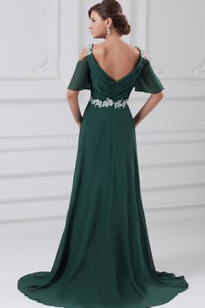 Perlenbesetztes A-Linie kurze Ärmeln gerüschtes Sweep train Abendkleid - Bild 8