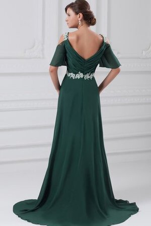 Robe de soirée fermeutre eclair a-ligne avec perle de traîne courte en chiffon - Photo 8