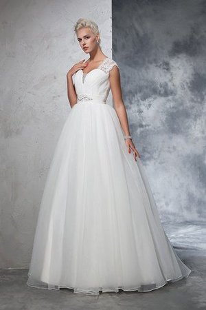 Duchesse-Linie Sweep Zug Prächtiges Brautkleid ohne Ärmeln aus Tüll - Bild 5