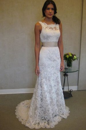 Vestido de Novia de Baja escote en V de Escote redondo de Hasta el suelo con Cintas - Foto 2