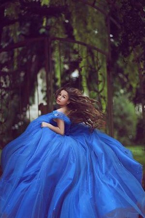 Robe de quinceanera naturel de mode de bal avec fleurs avec zip en organza - Photo 3