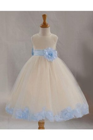 Robe de cortège enfant plissage ceinture de tour de ceinture empire avec ruban avec fleurs - Photo 3