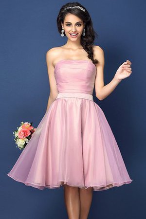 Robe demoiselle d'honneur courte plissage en satin avec sans manches avec zip - Photo 21