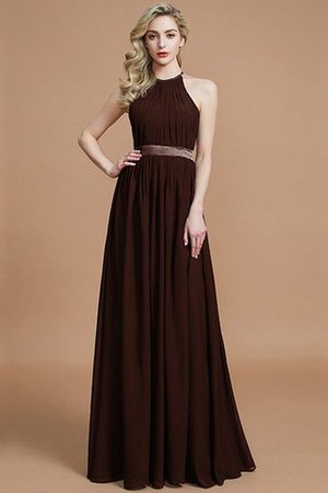 Robe demoiselle d'honneur manche nulle avec zip ruché jusqu'au sol en chiffon - Photo 12