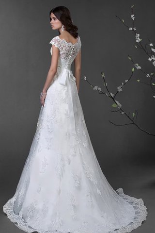 Abito da Sposa Vintage in pizzo con Bottone con Fusciacca con Manica Corte Fuori dalla spalla - Foto 2