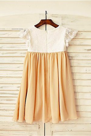 Prinzessin Reißverschluss Bodenlanges Blumenmädchenkleid mit Blume aus Chiffon - Bild 2