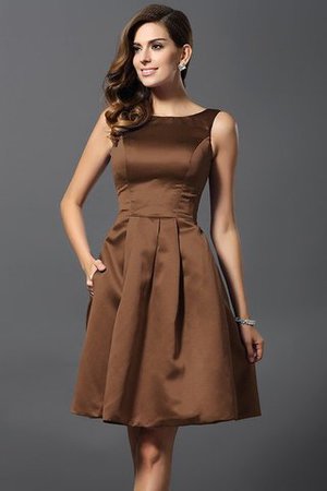 Prinzessin Satin A-Linie Knielanges Brautjungfernkleid mit Natürlicher Taille - Bild 4