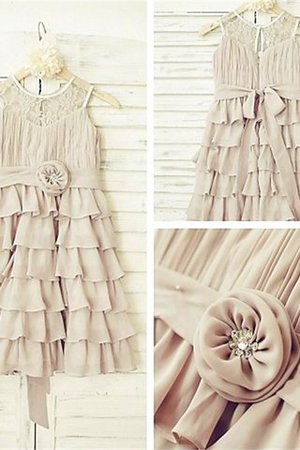 Robe de cortège enfant naturel a-ligne longueur au ras du sol avec zip avec fleurs - Photo 7