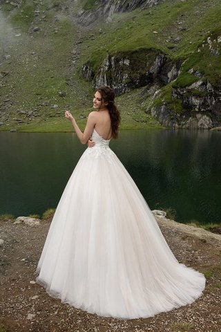 Robe de mariée textile en tulle appliques col en forme de cœur a-ligne avec sans manches - Photo 2