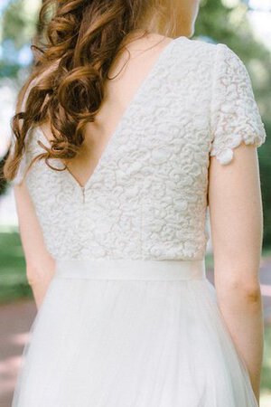 Robe de mariée informel simple avec ruban ceinture avec manche courte - Photo 3