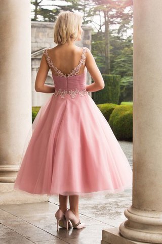 Robe de mariée textile en tulle longueur mollet en chiffon col u profond decoration en fleur - Photo 2