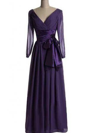 A-Linie Chiffon gerüschtes dreiviertel Länge Ärmeln bodenlanges Brautmutterkleid - Bild 1
