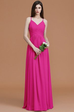 Spaghetti Träger Normale Taille Gerüschtes Ärmellos Bodenlanges Brautjungfernkleid - Bild 17