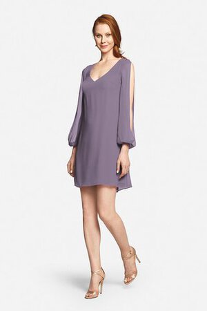 Robe demoiselle d'honneur col en forme de cœur en chiffon de col en v manche nulle - Photo 7