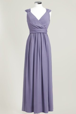 V-Ausschnitt Chiffon prächtiges Brautjungfernkleid mit gekappten Ärmeln - Bild 2