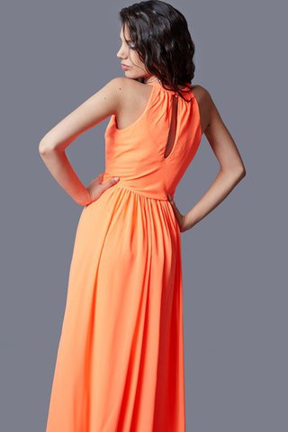 Plissiertes Juwel Ausschnitt Chiffon Nackenband bodenlanges langes Abendkleid - Bild 2
