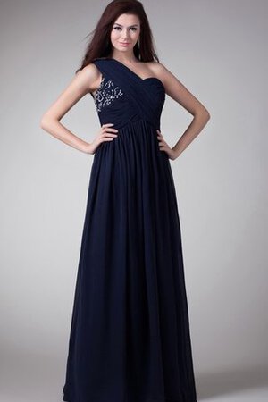 Robe de soirée a-ligne avec cristal en chiffon d'épaule asymétrique longueur au ras du sol - Photo 3