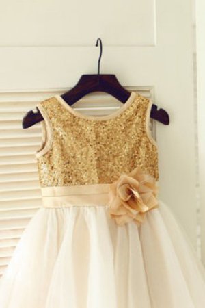 Prinzessin Ärmellos Normale Taille Sittsames Blumenmädchenkleid mit Blume - Bild 5