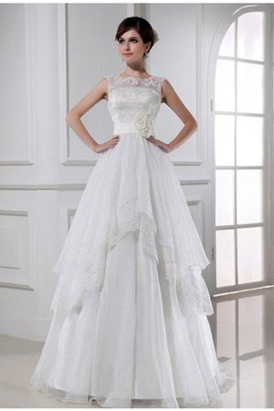 Ärmellos A-Line Empire Taille Anständiges Brautkleid mit Bordüre - Bild 1