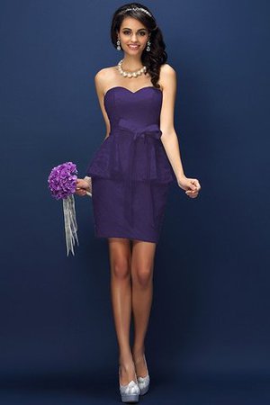 Robe demoiselle d'honneur naturel courte collant en satin orné de nœud à boucle - Photo 24