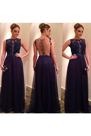 Abito da Sera A Terra con Increspature A-Line in Chiffon con Applique Elegante - Foto 2