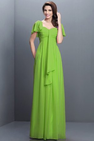 Halbe Ärmeln Herz-Ausschnitt Plissiertes Bodenlanges Brautjungfernkleid aus Chiffon - Bild 14