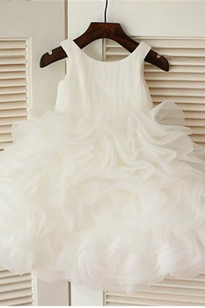 Ärmellos Organza Duchesse-Linie Wadenlanges Blumenmädchenkleid mit Schichtungen - Bild 2