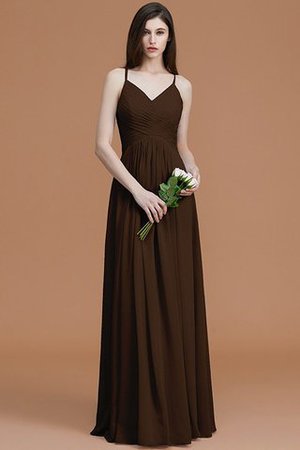 Spaghetti Träger Normale Taille Gerüschtes Ärmellos Bodenlanges Brautjungfernkleid - Bild 13