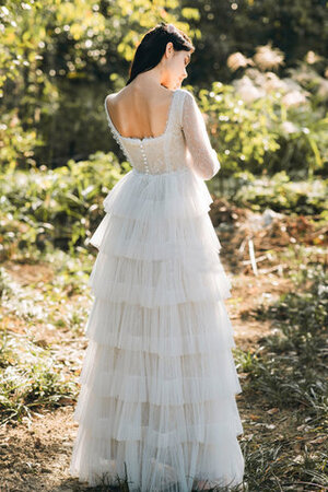 Robe de mariée de lotus encolure en carré ruchés plongeants adorable naturel - Photo 3