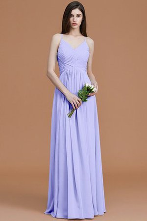 Spaghetti Träger Normale Taille Gerüschtes Ärmellos Bodenlanges Brautjungfernkleid - Bild 23