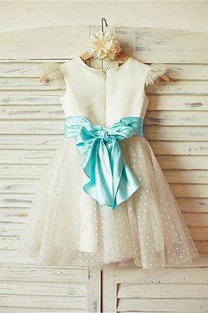 Ärmelloses Juwel Ausschnitt Prinzessin Wadenlanges Blumenmädchenkleid aus Tüll - Bild 2