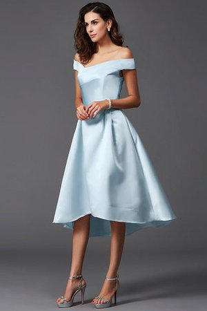 A Linie Schulterfrei Hoch Niedrig Rocklänge-asymmetrisches Mini Brautjungfernkleid - Bild 17
