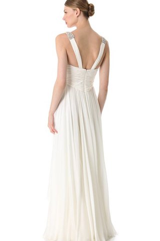 Empire Taille Perlenbesetztes Beach Stil Spaghetti Träger langes einfaches Brautkleid - Bild 2