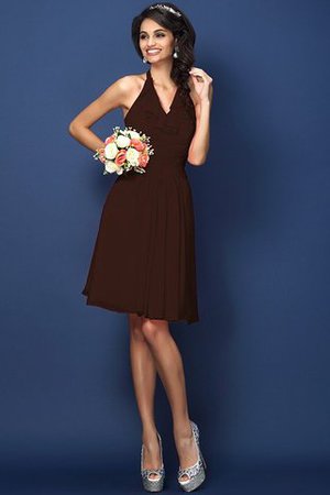 Natürliche Taile Chiffon Nackenband A-Line Kurzes Brautjungfernkleid - Bild 7