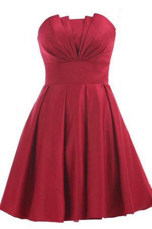 Normale Taille plissiertes Ärmelloses trägerloser Ausschnitt A-Line mini Brautjungfernkleid - Bild 1