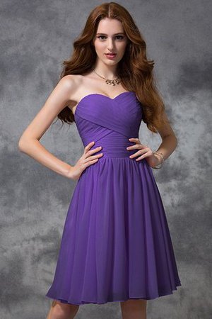 Chiffon Reißverschluss Normale Taille Knielanges Brautjungfernkleid mit Herz-Ausschnitt - Bild 23