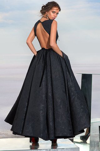 Schlüsselloch Rücken a linie Spitze normale Taille wadenlanges Abendkleid mit Rüschen - Bild 2