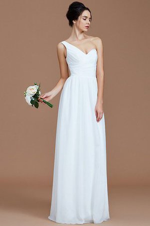 Vestido de Dama de Honor en Gasa de Natural de Un sólo hombro de Sin mangas - Foto 4