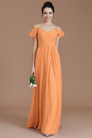 Robe demoiselle d'honneur en chiffon avec sans manches a-ligne ruché avec zip - Photo 26